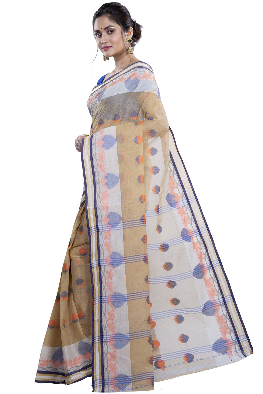 White Pure Cotton PaddaPar Tant Saree (775)
